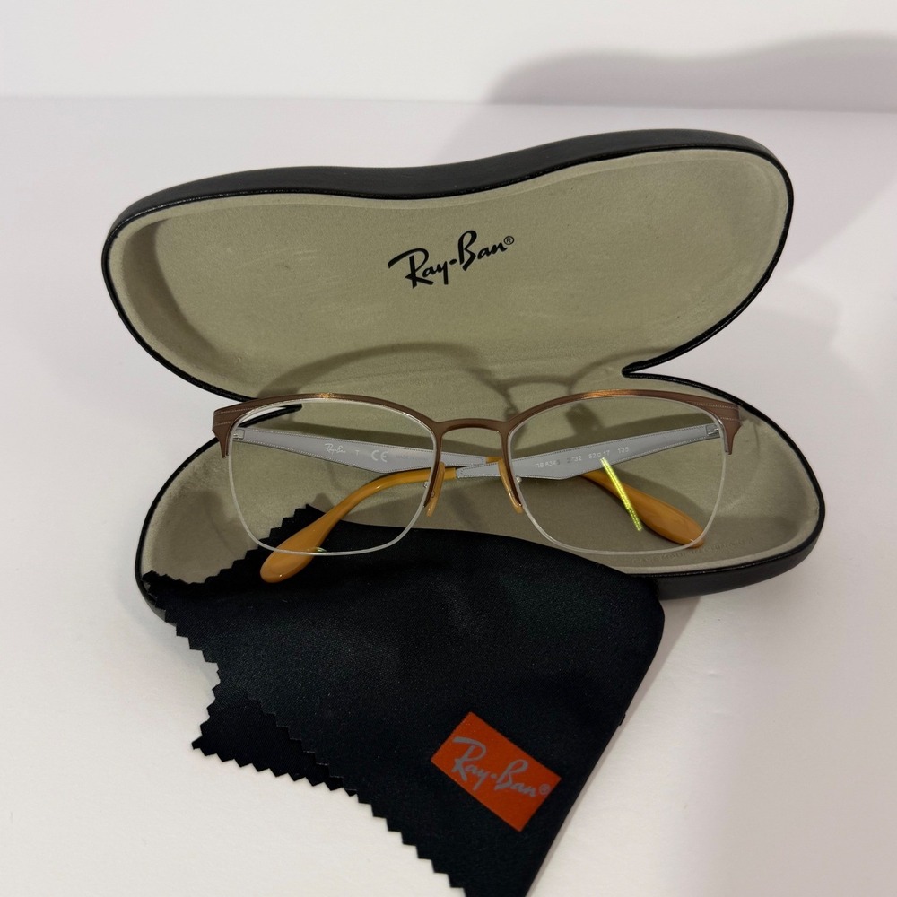 Ray-Ban RB6345 2732 Brown Silver Semi-Rimless Cat‎ Eye Optical Frames 52-17-135